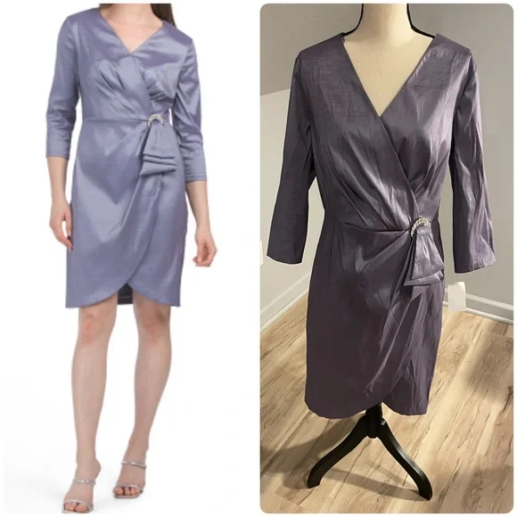 Alex Evenings | Dresses | Alex Evenings Satin Faux Wrap Sheath Dress Size 6 Lavender 34 Sleeve Jewel | Poshmark Alex Evenings | Dresses | Alex Evenings Satin Faux Wrap Sheath Dress Size 6 Lavender 34 Sleeve Jewel | Poshmark